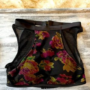 Floral & Mesh Tankini Swim Top/Bikini Top—Small